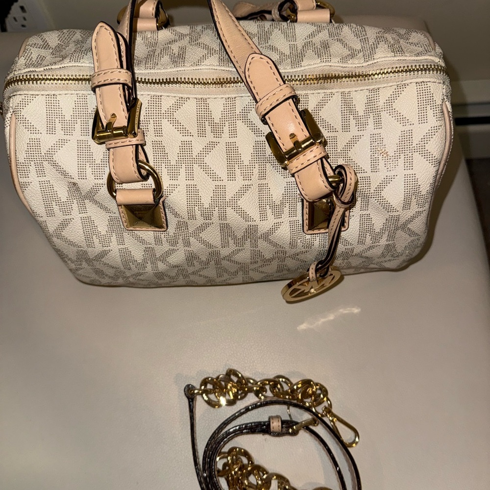 Michael Kors Beige and Gold Satchel - Picture 2 of 10